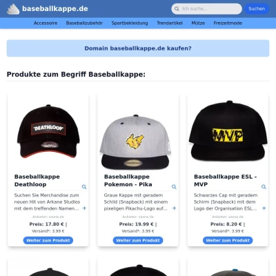 Screenshot baseballkappe.de