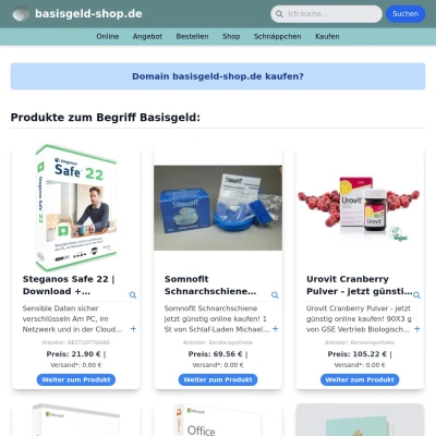 Screenshot basisgeld-shop.de