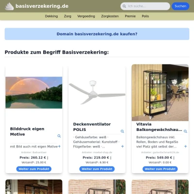 Screenshot basisverzekering.de