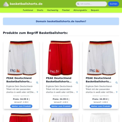 Screenshot basketballshorts.de