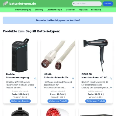 Screenshot batterietypen.de