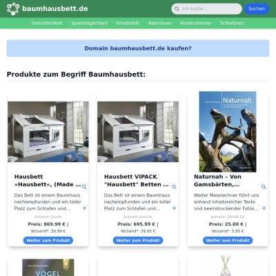 Screenshot baumhausbett.de