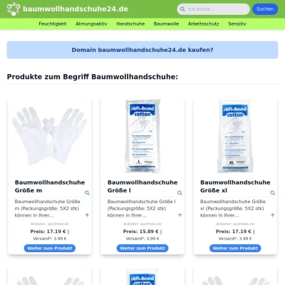 Screenshot baumwollhandschuhe24.de