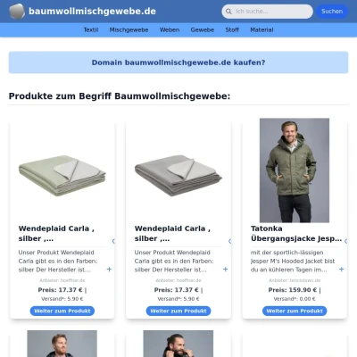 Screenshot baumwollmischgewebe.de