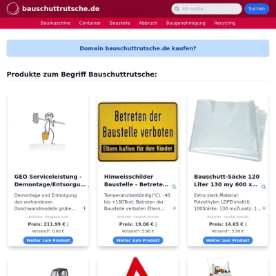 Screenshot bauschuttrutsche.de