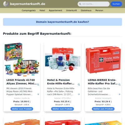 Screenshot bayernunterkunft.de