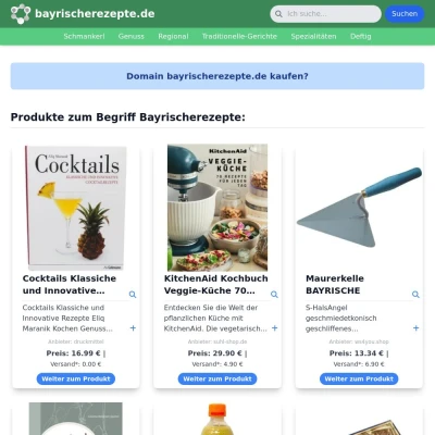 Screenshot bayrischerezepte.de