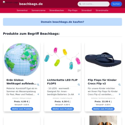 Screenshot beachbags.de