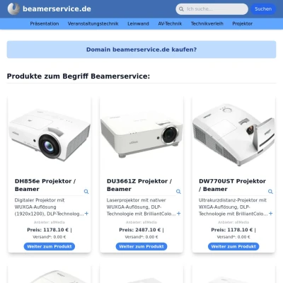 Screenshot beamerservice.de