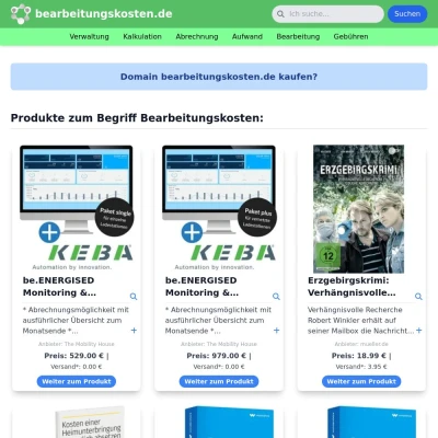 Screenshot bearbeitungskosten.de
