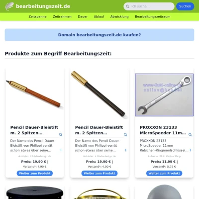 Screenshot bearbeitungszeit.de
