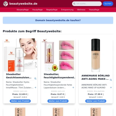 Screenshot beautywebsite.de