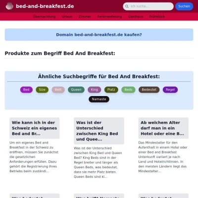 Screenshot bed-and-breakfest.de