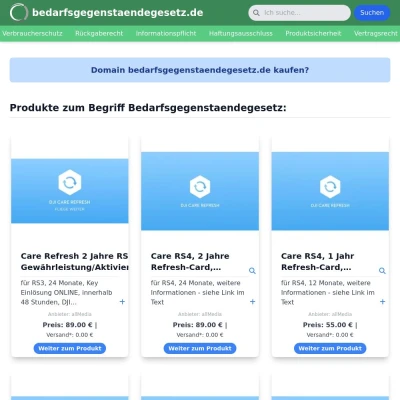 Screenshot bedarfsgegenstaendegesetz.de