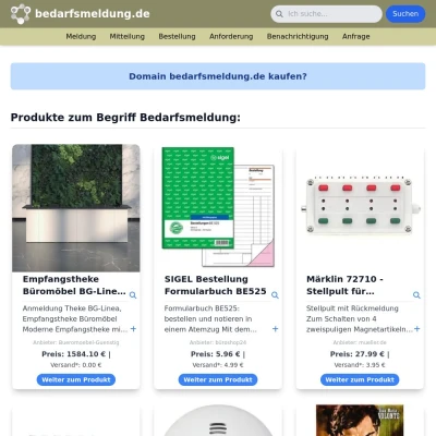 Screenshot bedarfsmeldung.de