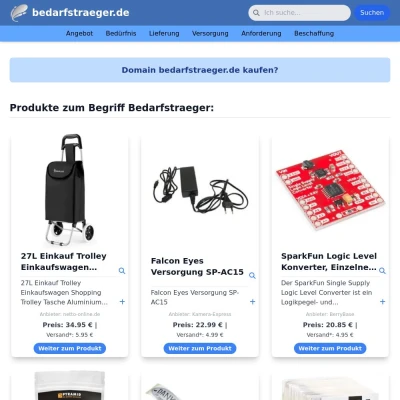 Screenshot bedarfstraeger.de