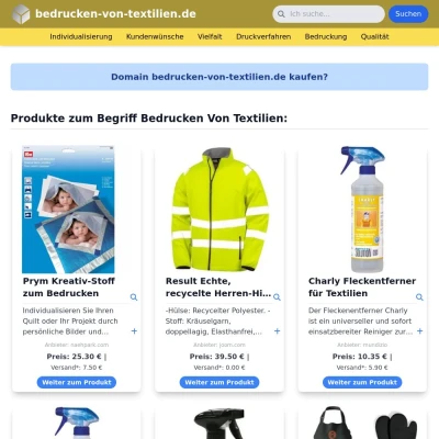 Screenshot bedrucken-von-textilien.de