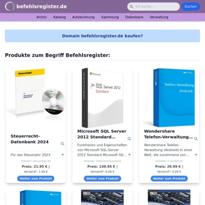 Screenshot befehlsregister.de