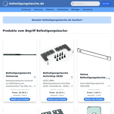Screenshot befestigungslasche.de