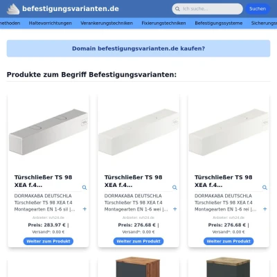 Screenshot befestigungsvarianten.de