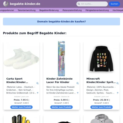 Screenshot begabte-kinder.de