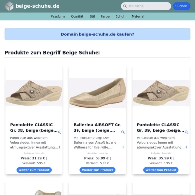 Screenshot beige-schuhe.de