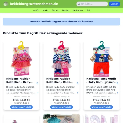 Screenshot bekleidungsunternehmen.de