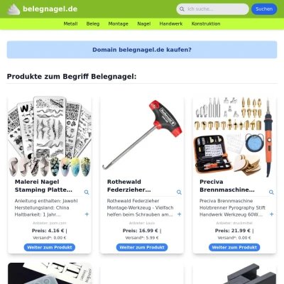 Screenshot belegnagel.de