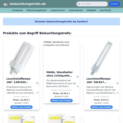 Screenshot beleuchtungstrafo.de