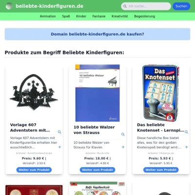 Screenshot beliebte-kinderfiguren.de