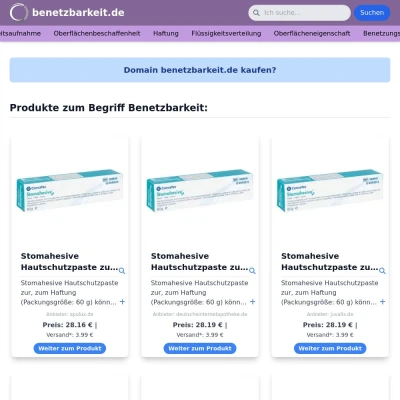 Screenshot benetzbarkeit.de