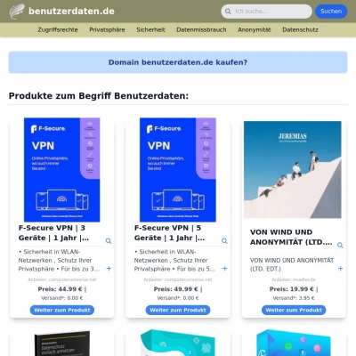 Screenshot benutzerdaten.de