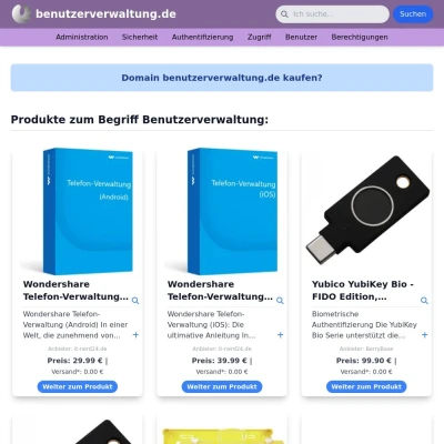 Screenshot benutzerverwaltung.de
