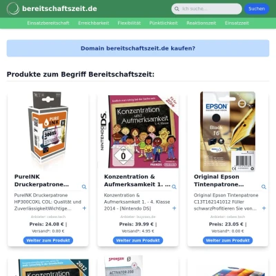 Screenshot bereitschaftszeit.de