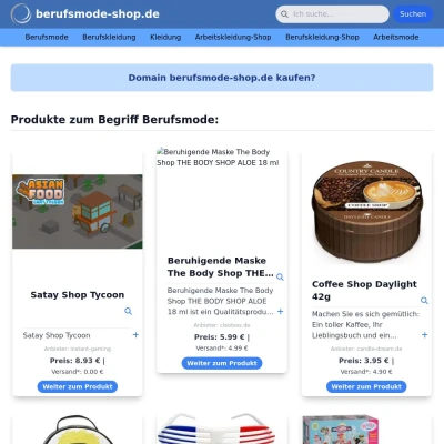 Screenshot berufsmode-shop.de