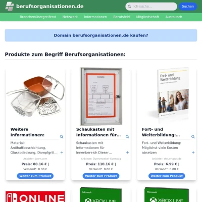 Screenshot berufsorganisationen.de