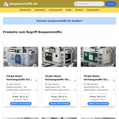 Screenshot bespannstoffe.de