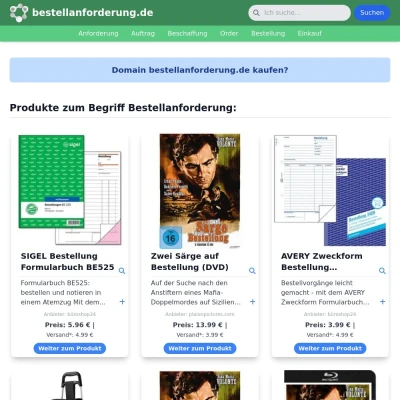 Screenshot bestellanforderung.de