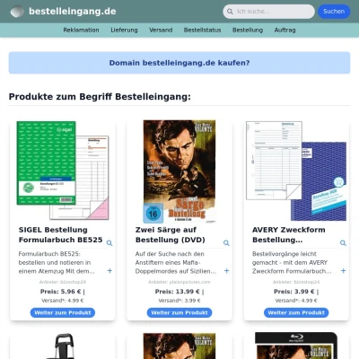 Screenshot bestelleingang.de