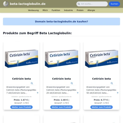 Screenshot beta-lactoglobulin.de