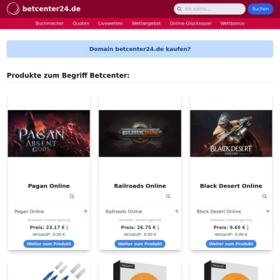 Screenshot betcenter24.de