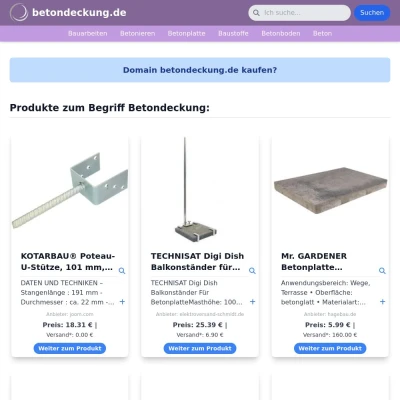 Screenshot betondeckung.de