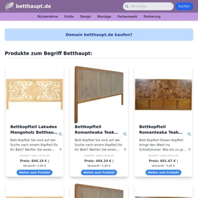 Screenshot betthaupt.de