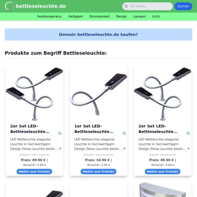 Screenshot bettleseleuchte.de
