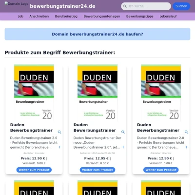 Screenshot bewerbungstrainer24.de