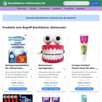 Screenshot bezahlbarer-zahnersatz.de