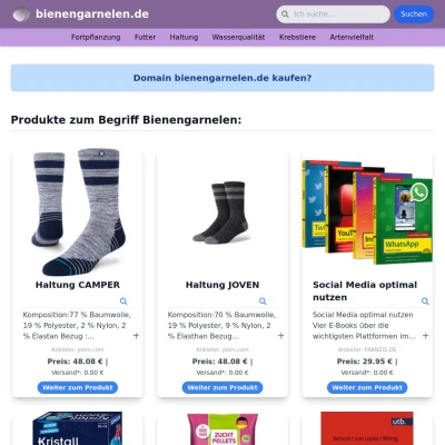 Screenshot bienengarnelen.de