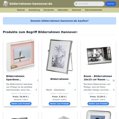 Screenshot bilderrahmen-hannover.de