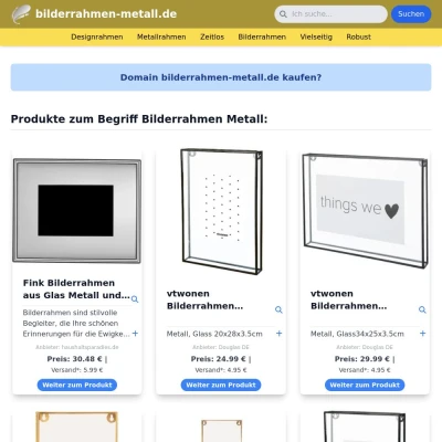 Screenshot bilderrahmen-metall.de