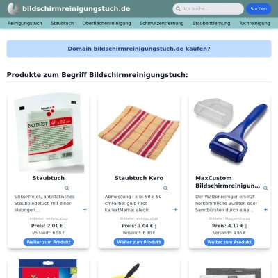 Screenshot bildschirmreinigungstuch.de